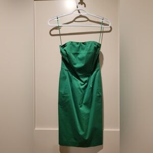 Express green satin strapless dress